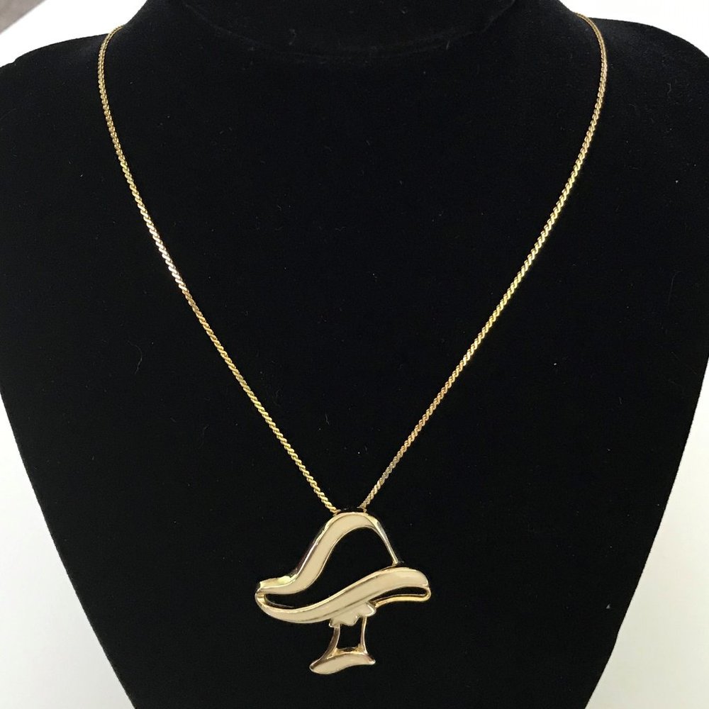 Magic Mushroom Gold and Enamel Pendant Necklace